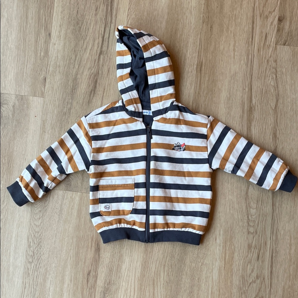 Mayoral Kids Hoodie - Black, White, and Brown Stripes